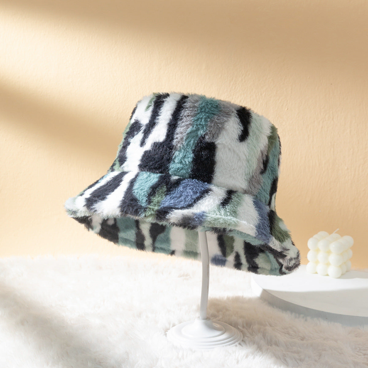 Plush Zebra Pattern  Basin Hat